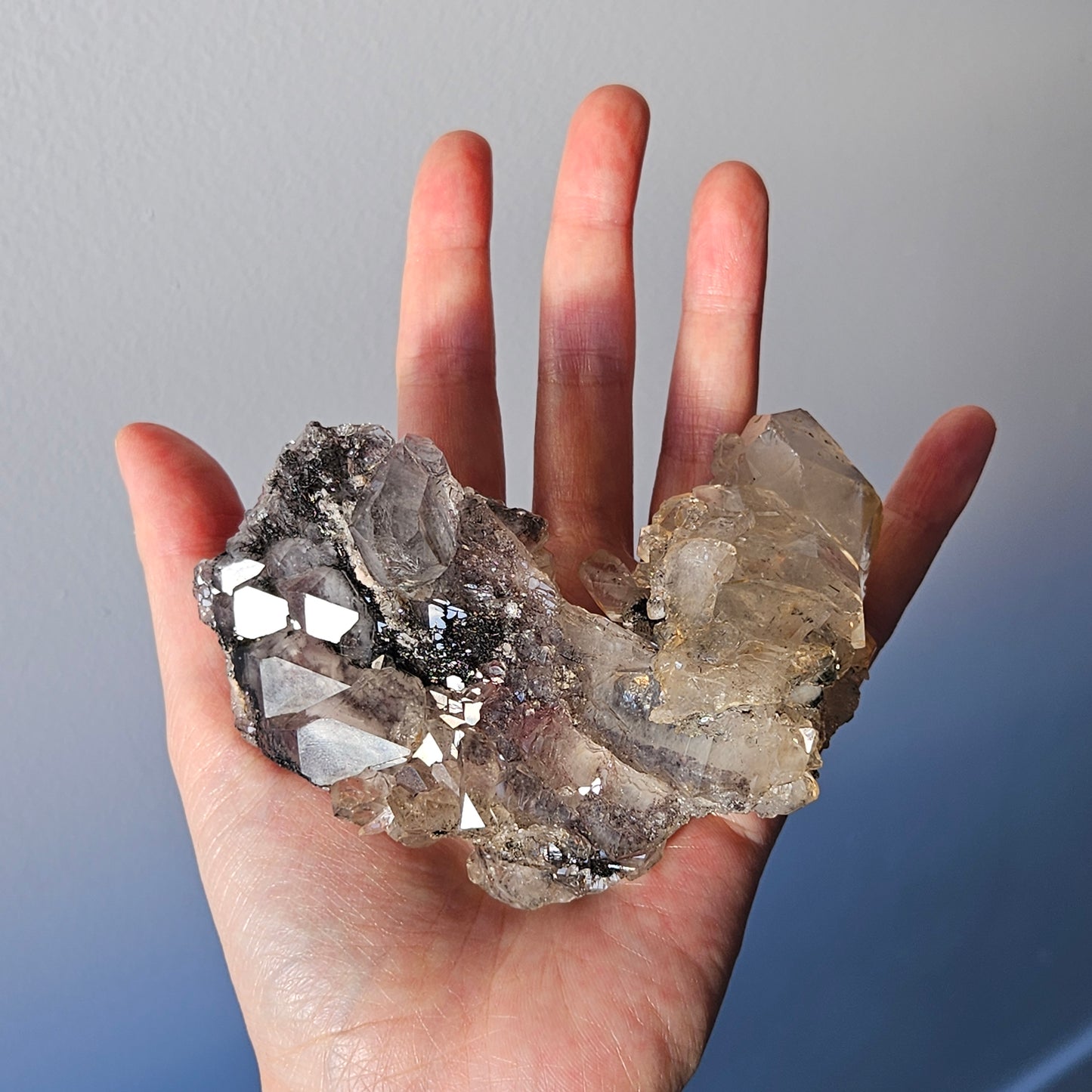 Goethite on Elestial Quartz