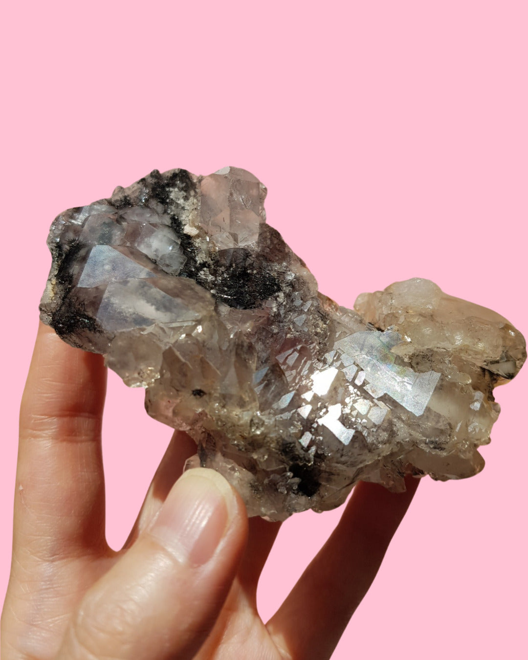 Goethite on Elestial Quartz