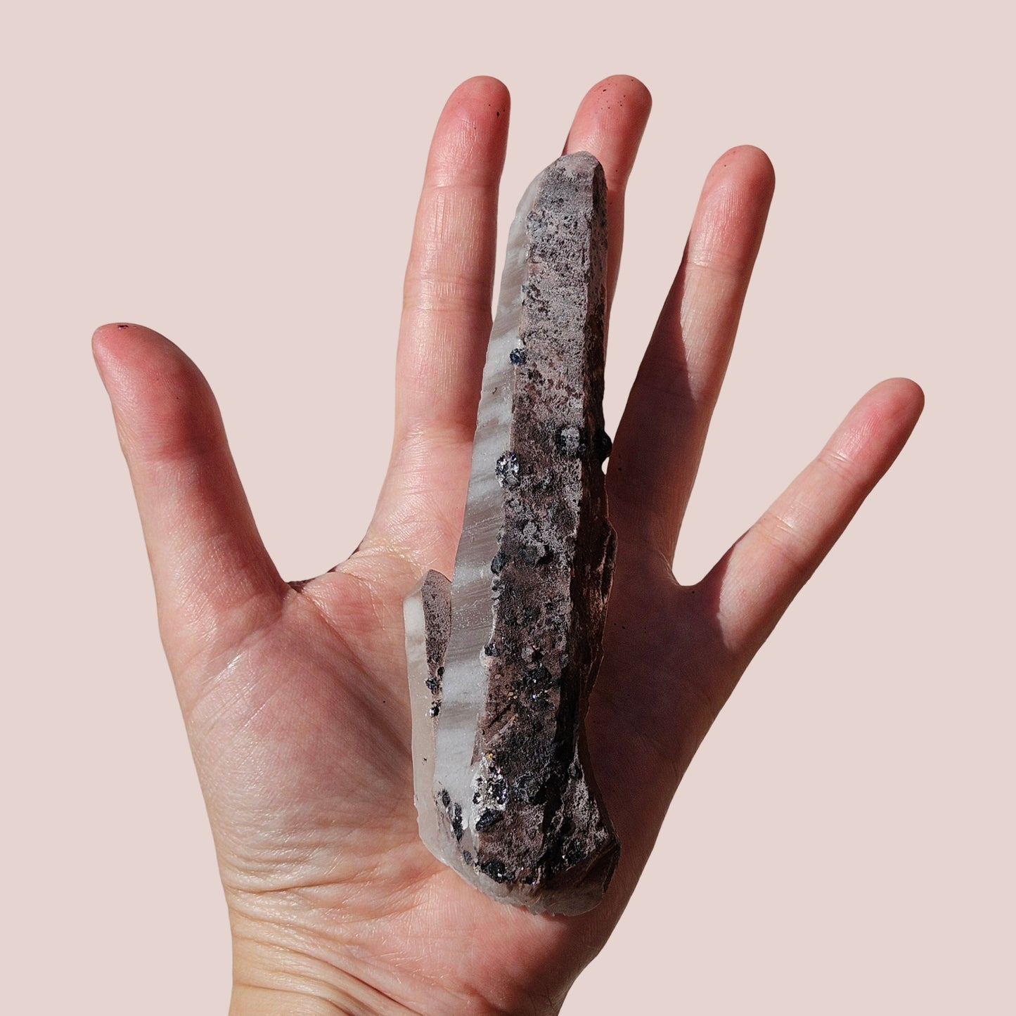 Pink Hematite Coated Quartz with Specularite