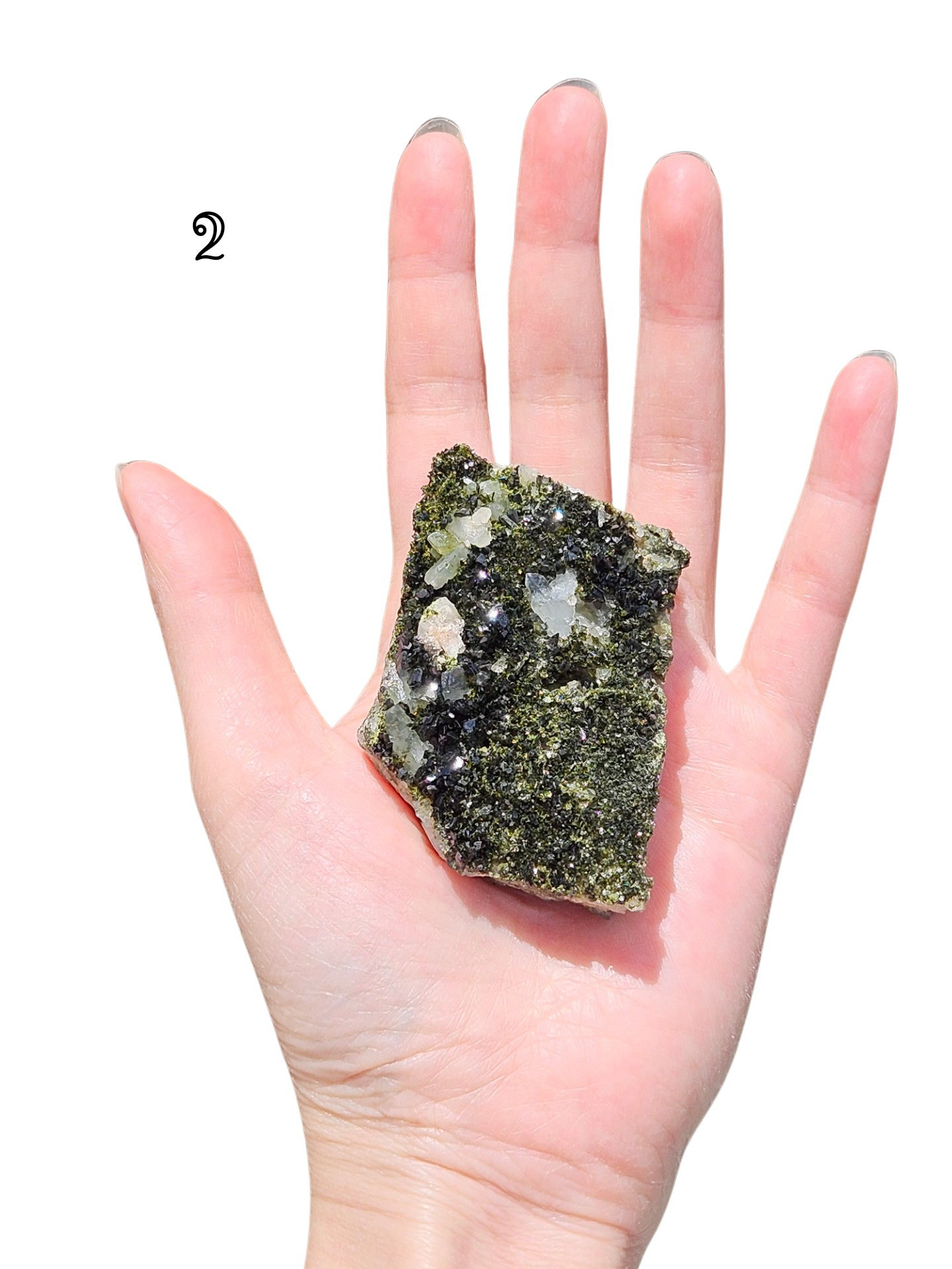 Epidote on Quartz (Very Sparkly)