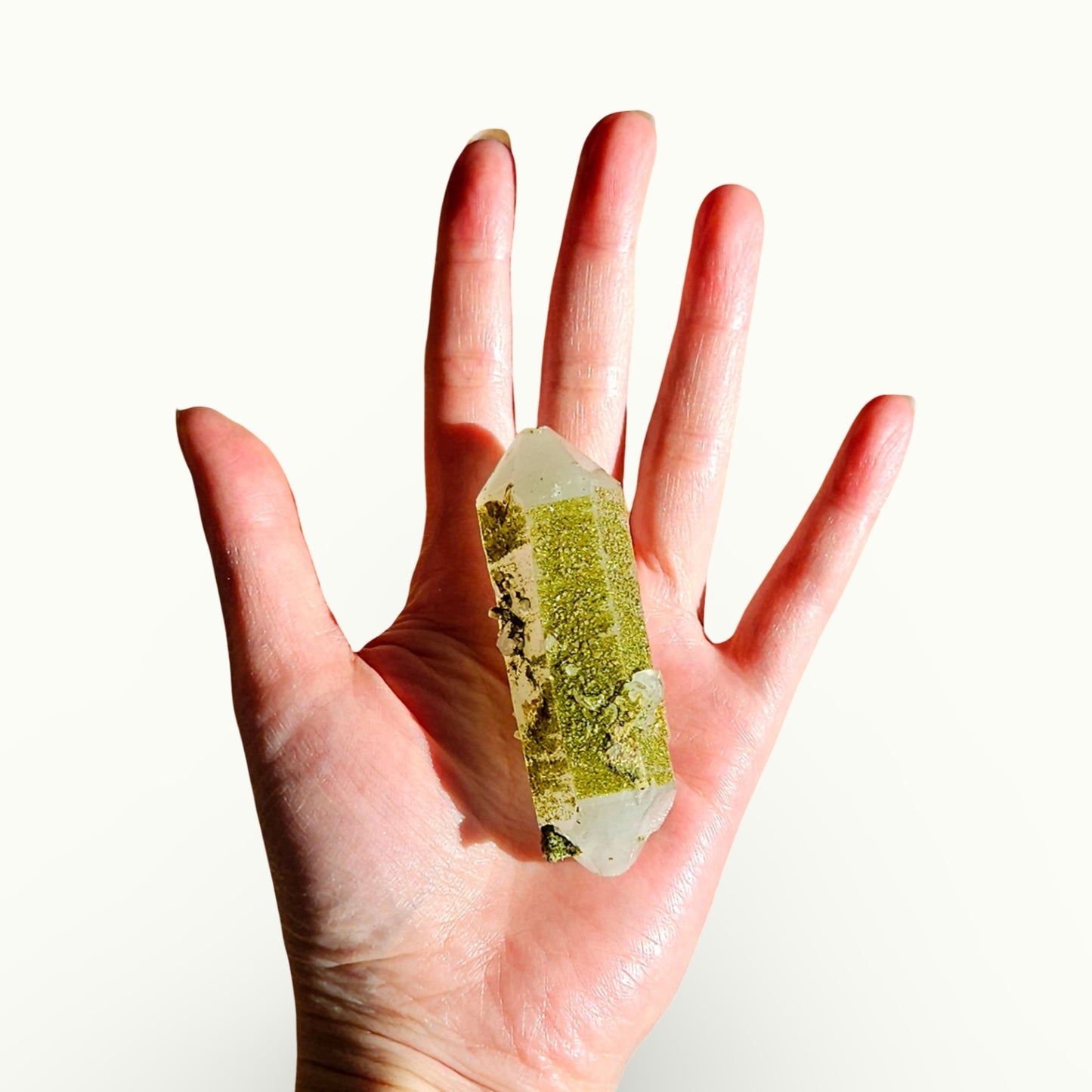 Double Terminated Chlorite Quartz with Sparkly Epidote