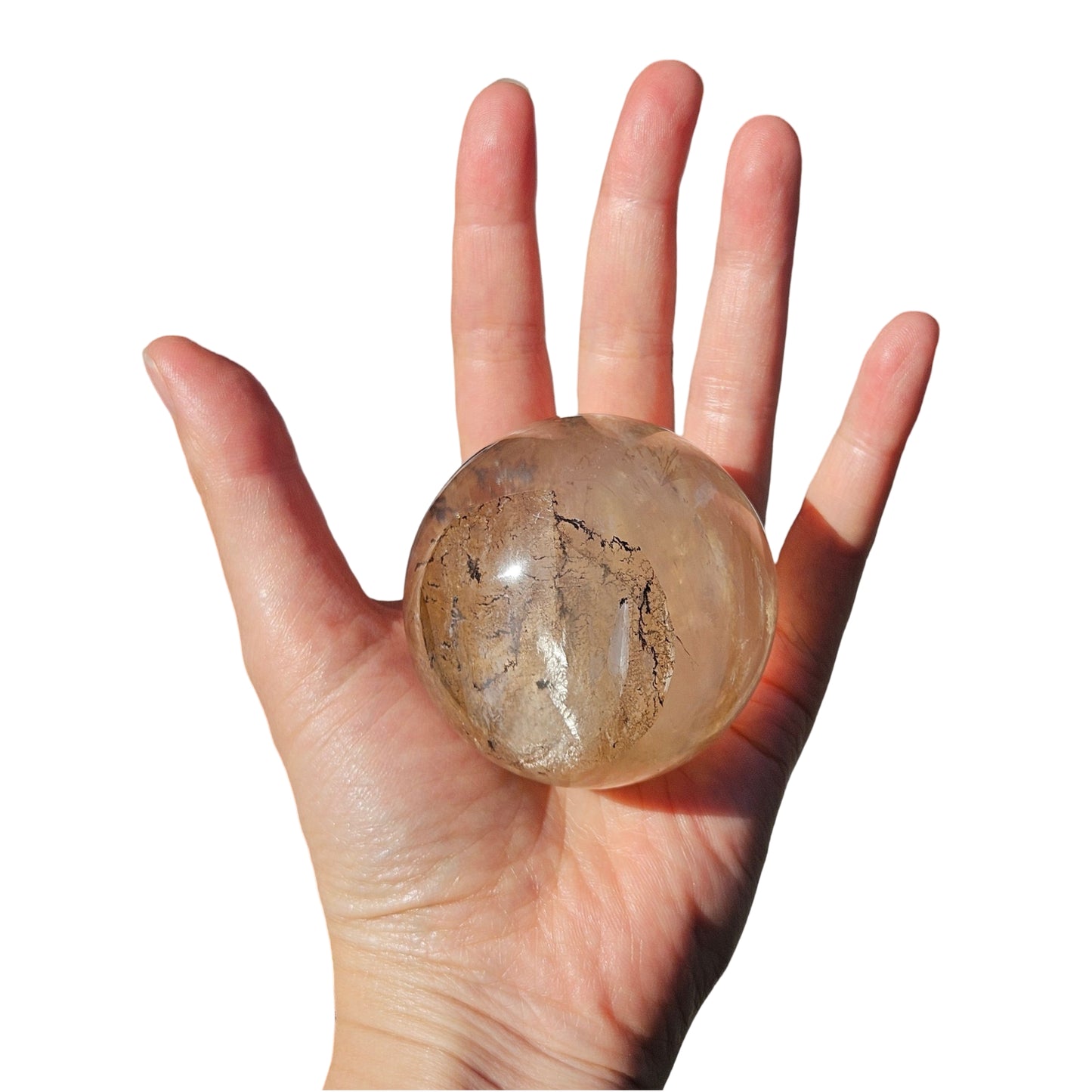 Dendritic Rose Quartz Golden Healer Sphere (5.3cm)