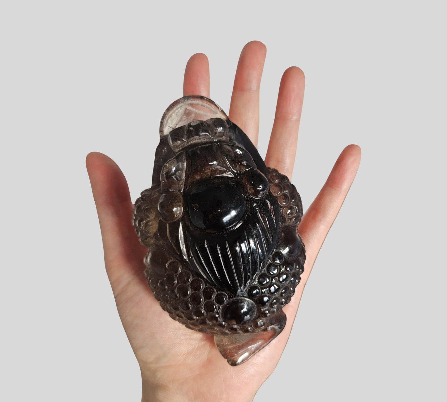Smoky Quartz Crystal Money Toad