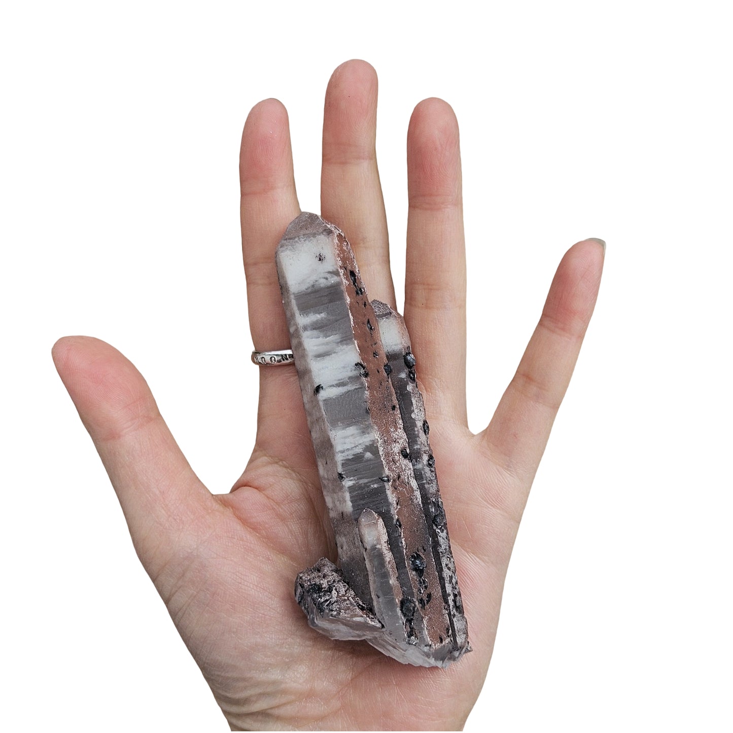 Pink Hematite Coated Quartz with Specularite (2)