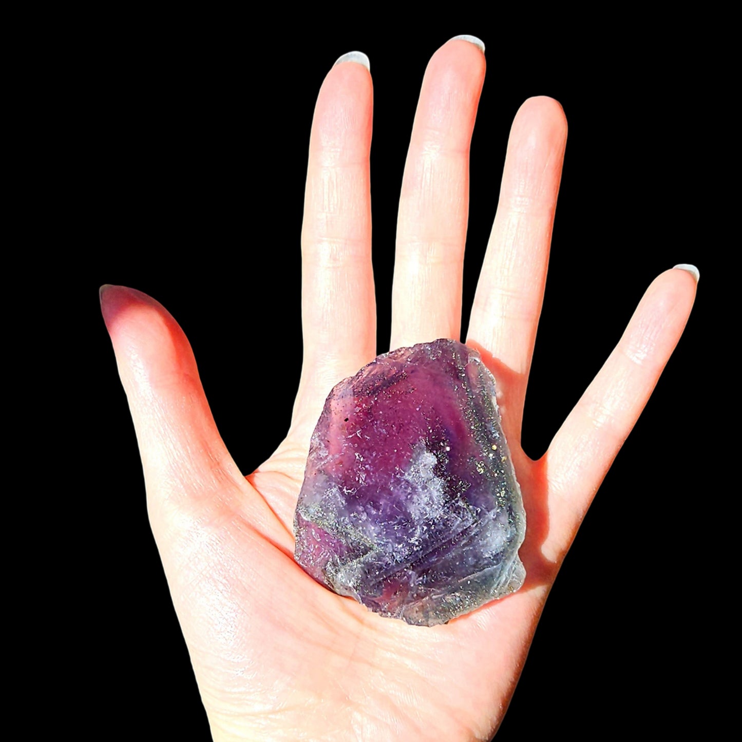 Pyrite in Fluorite Slab