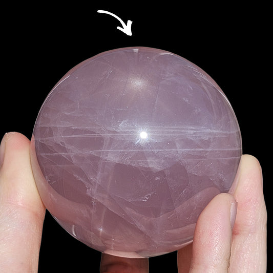 Star Rose Quartz Sphere (Double Star, 6.5cm) – Bliss