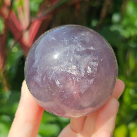 Purple Rainbow Fluorite sphere with Mica