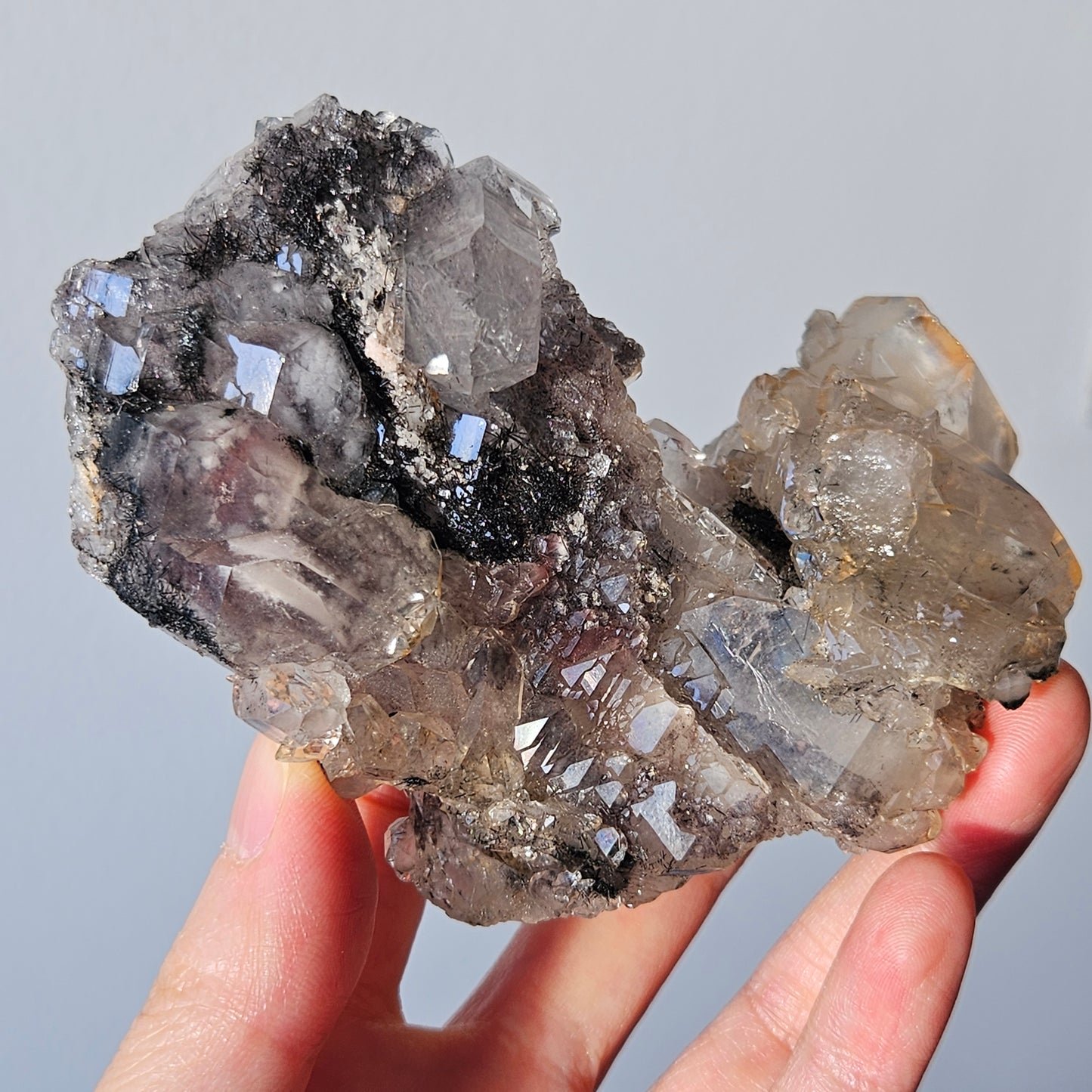 Goethite on Elestial Quartz