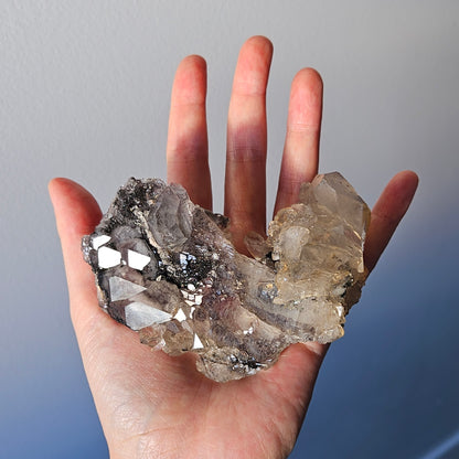 Goethite on Elestial Quartz