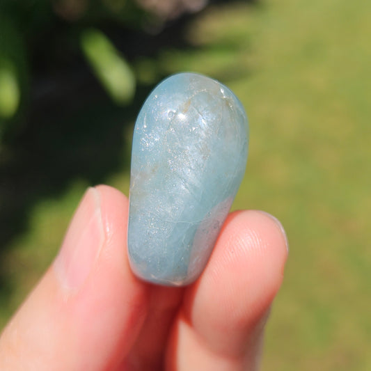 Aquamarine Tumble with Chatoyant Sheen