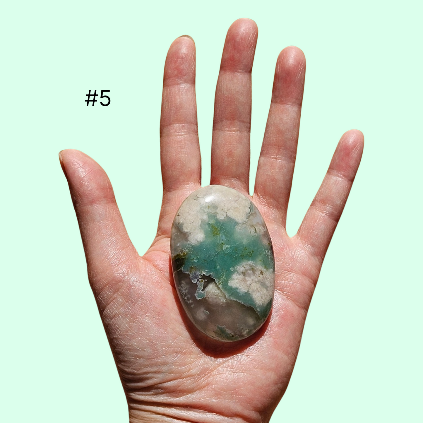 Blue Green Flower Agate Palmstone