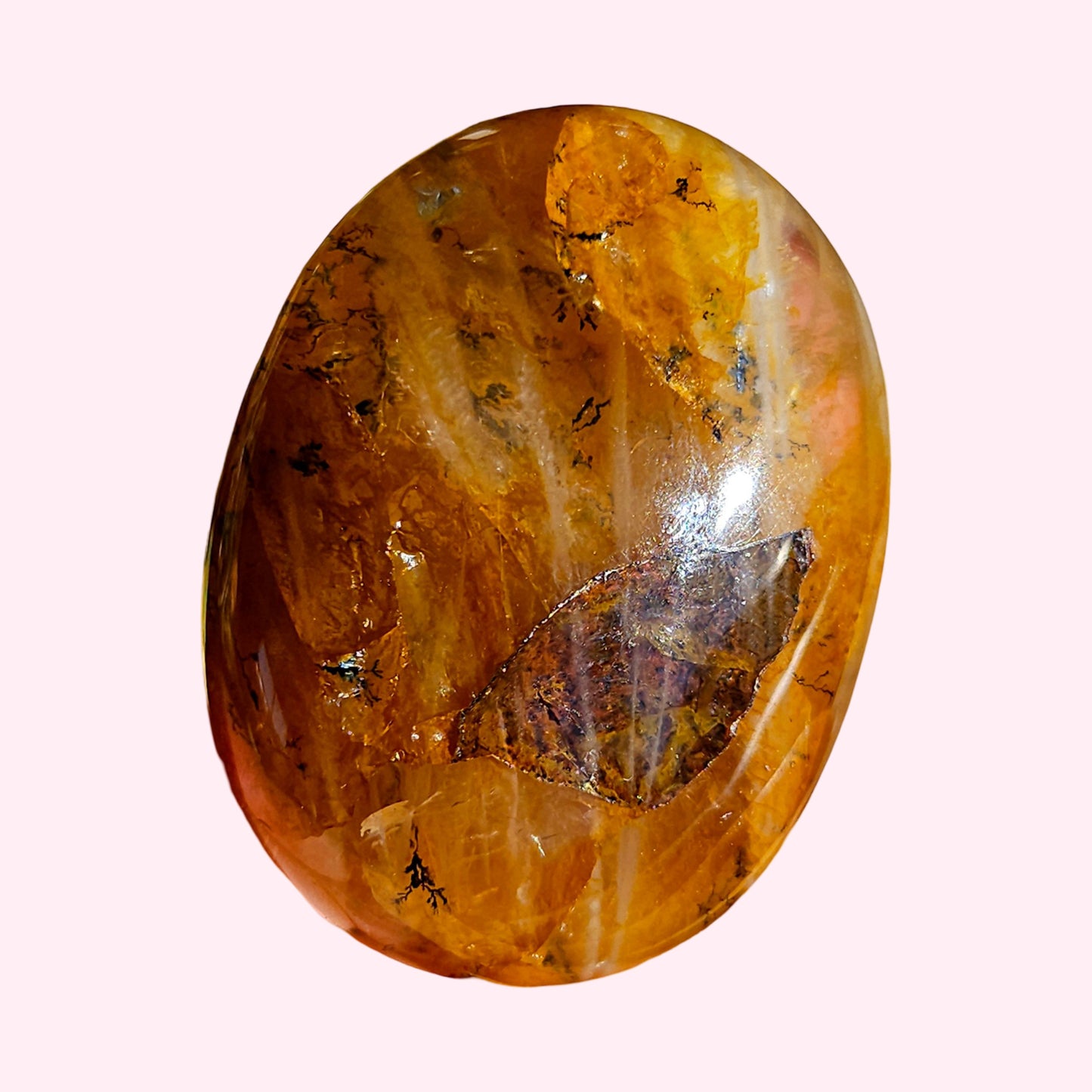 Dendritic Golden Healer Palmstone