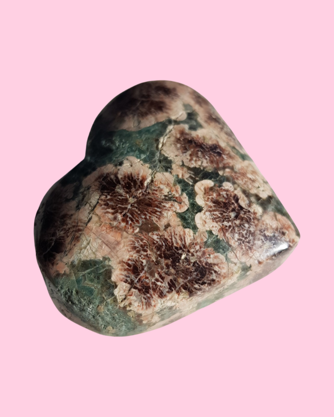 Green Flower Jasper Heart