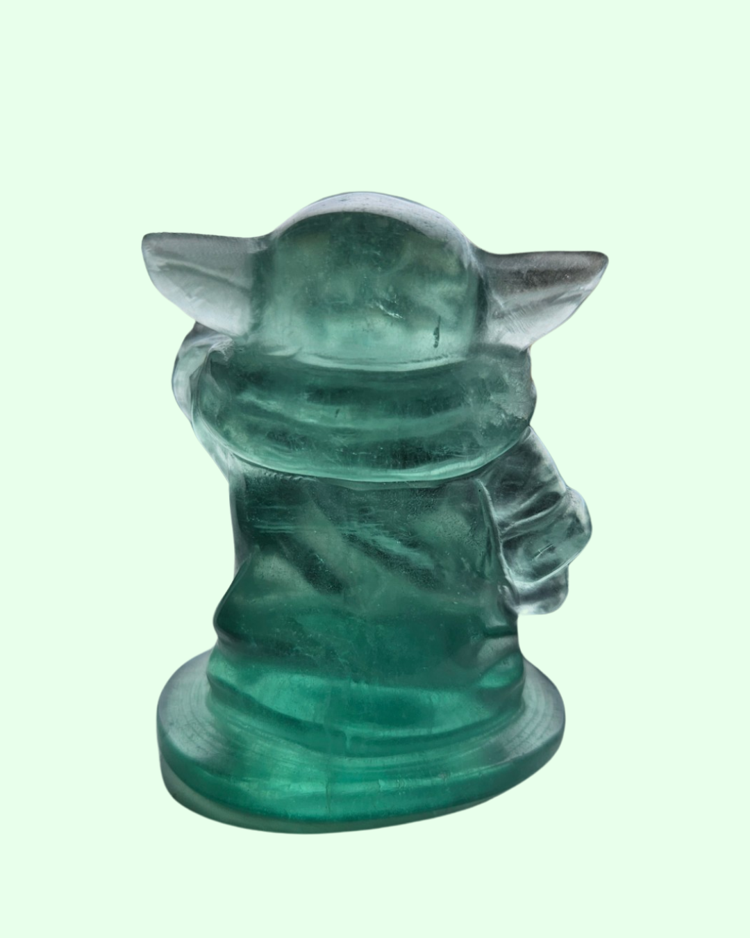 Fluorite cyrstal carving = Grogu