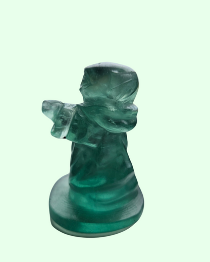 Green Fluorite Grogu Crystal Carving