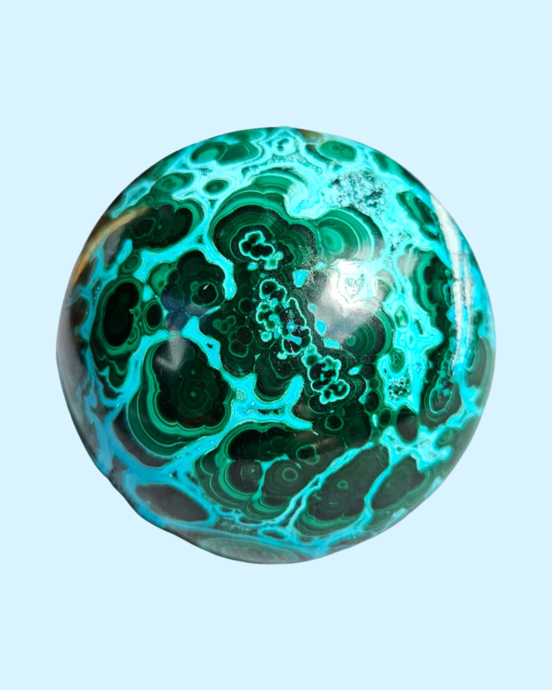 Malachite and chrysocolla crystal ball