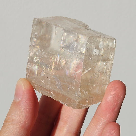 Optical Calcite Iceland Spar Golden Rhomboid