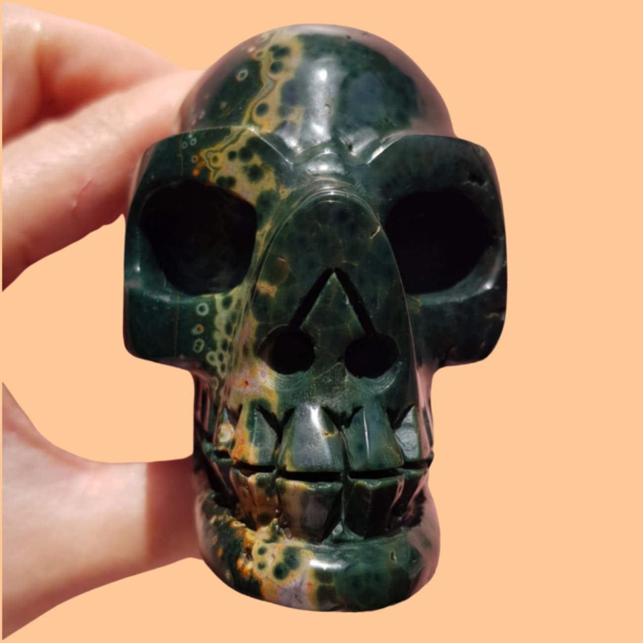 Orbicular Sea Jasper Skull