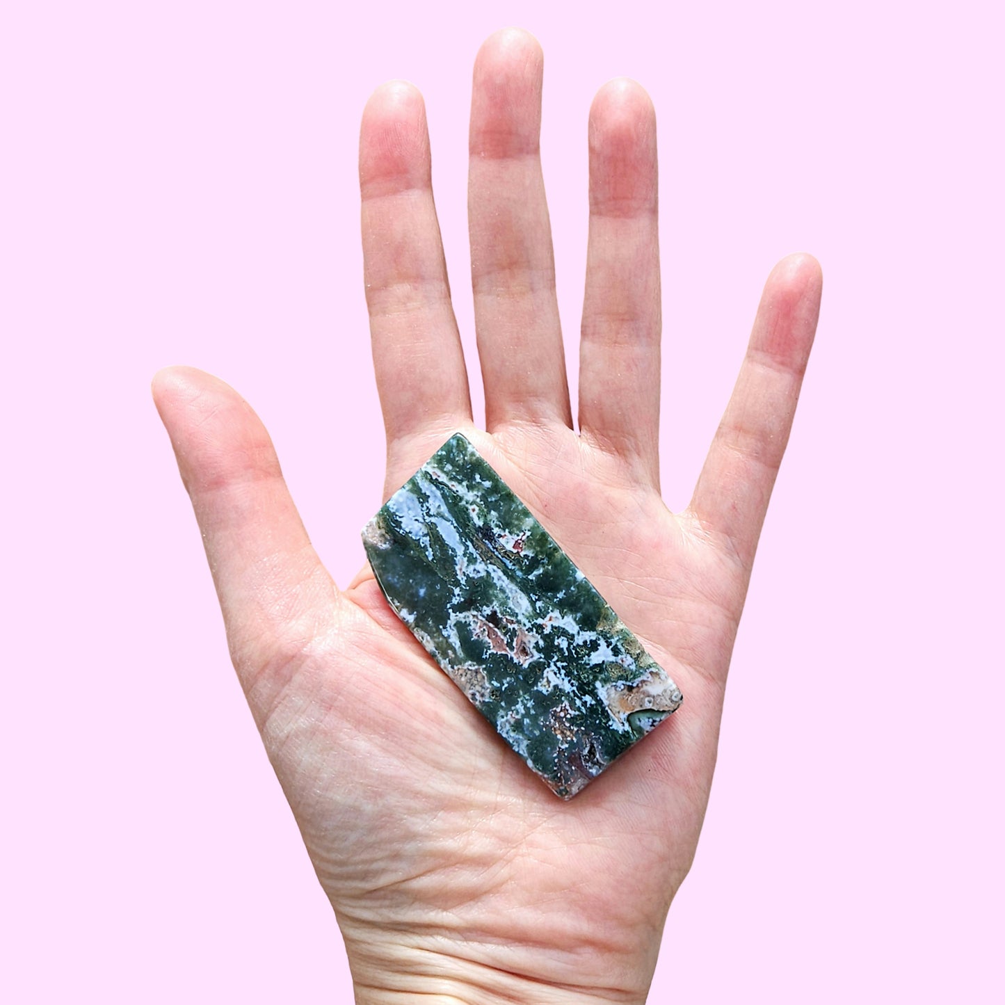 Pink Moss Agate - Forest Green!