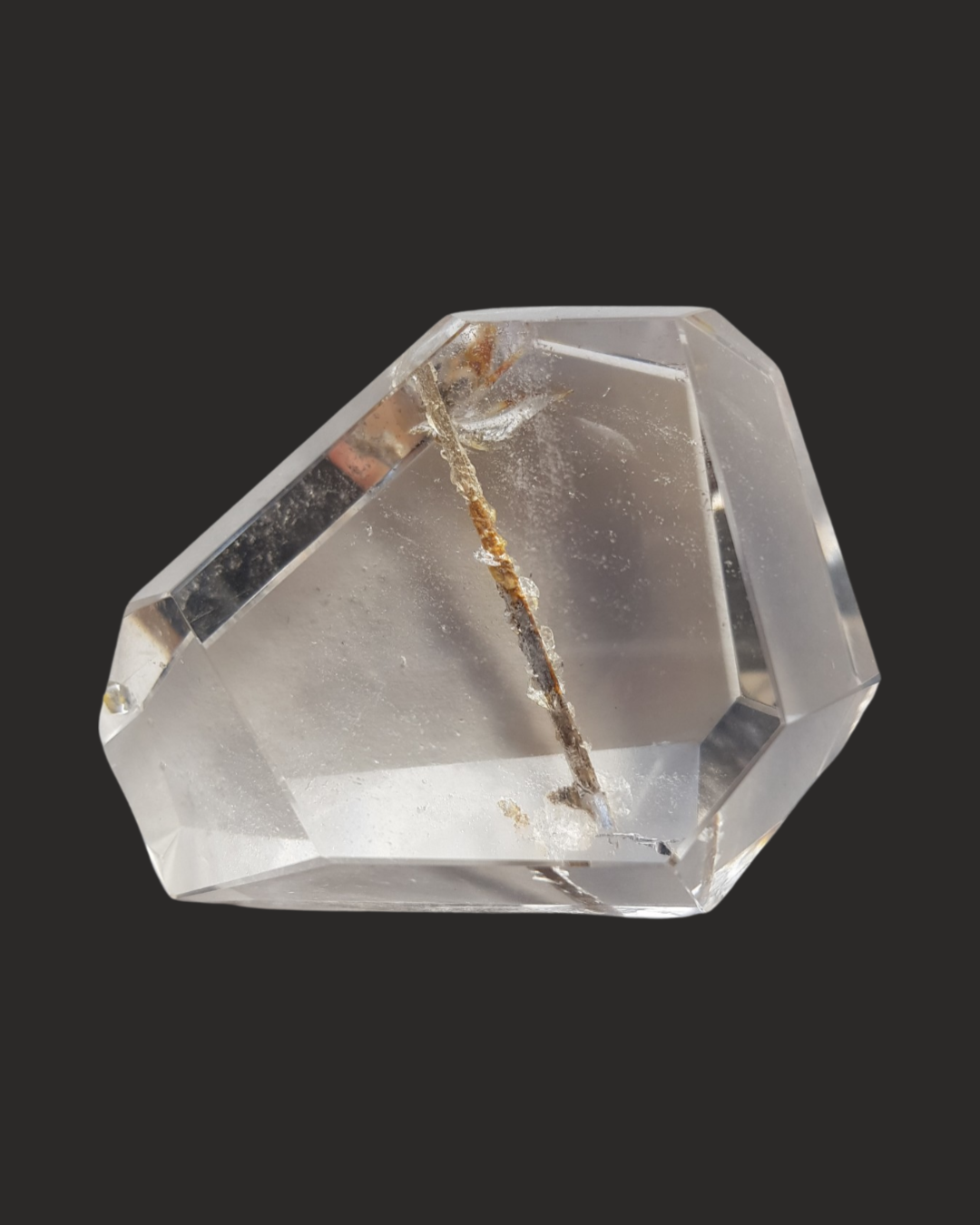 Clear Quartz Crystal with large epidote inclusion