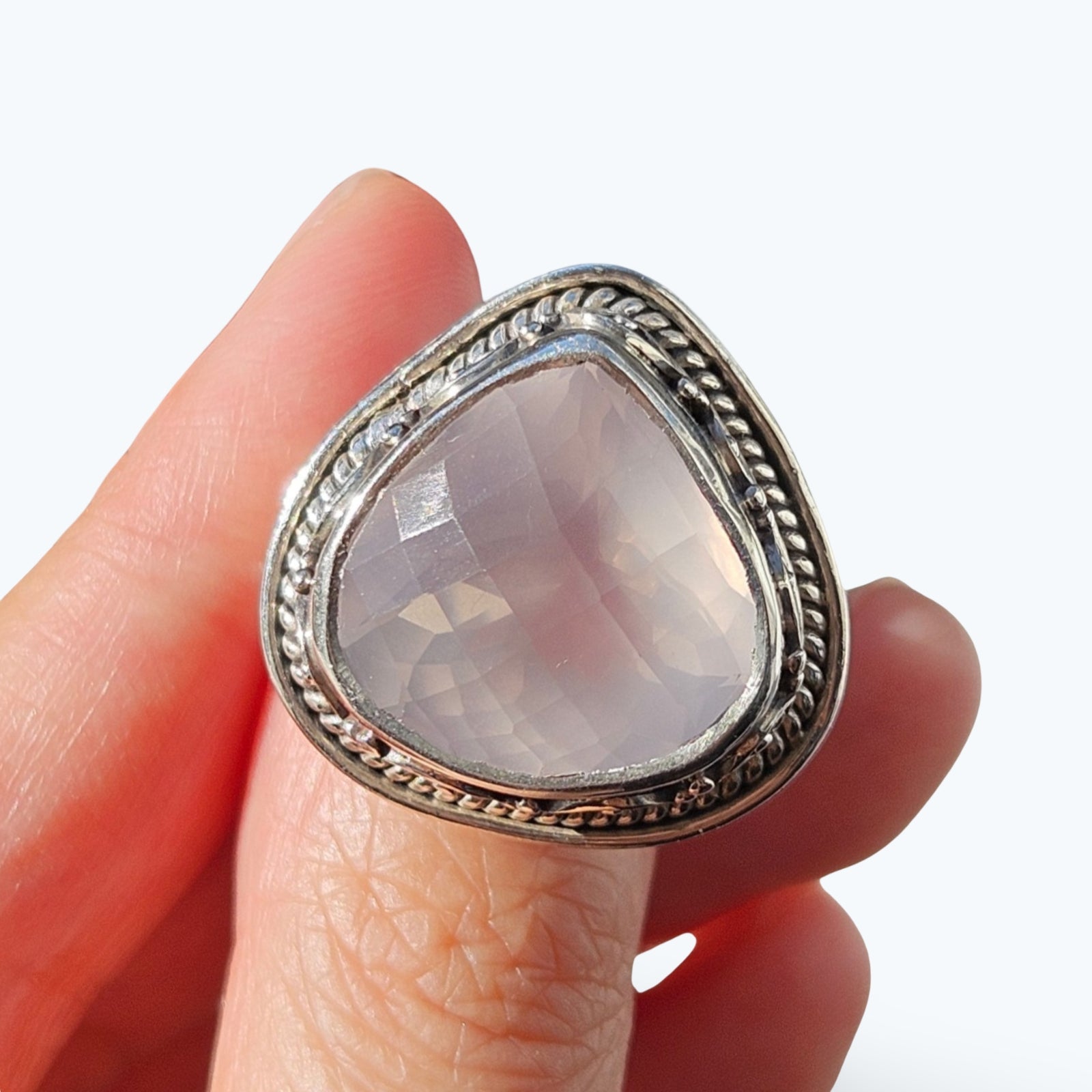 Rose Quartz Silver Ring