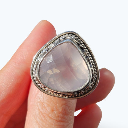 Rose Quartz Silver Ring