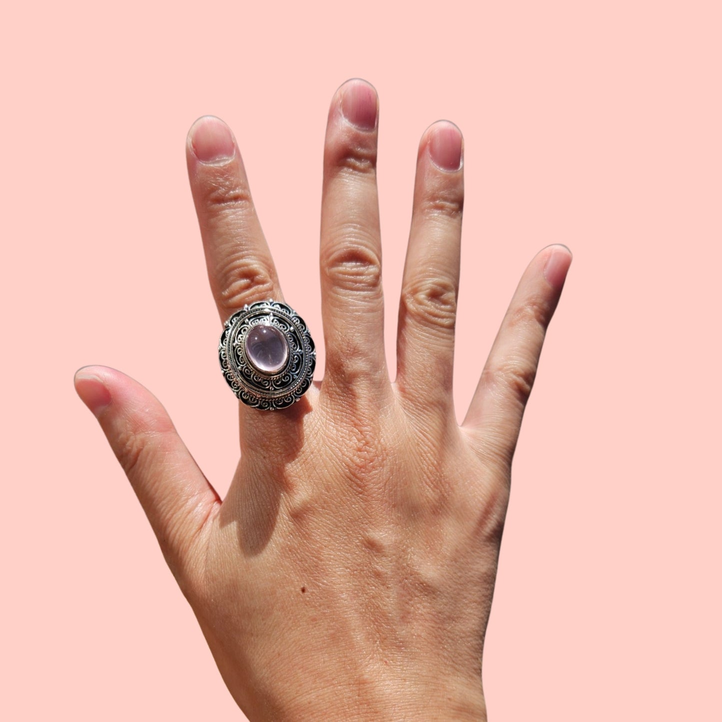 Rose Quartz Ring (Statement Ring)