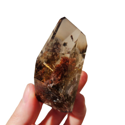 Smoky Garden Quartz with Gold Rutiles