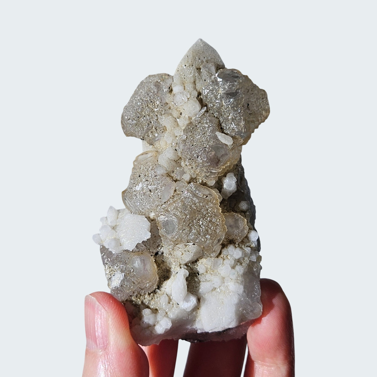 Stepped Fluorite on Quartz