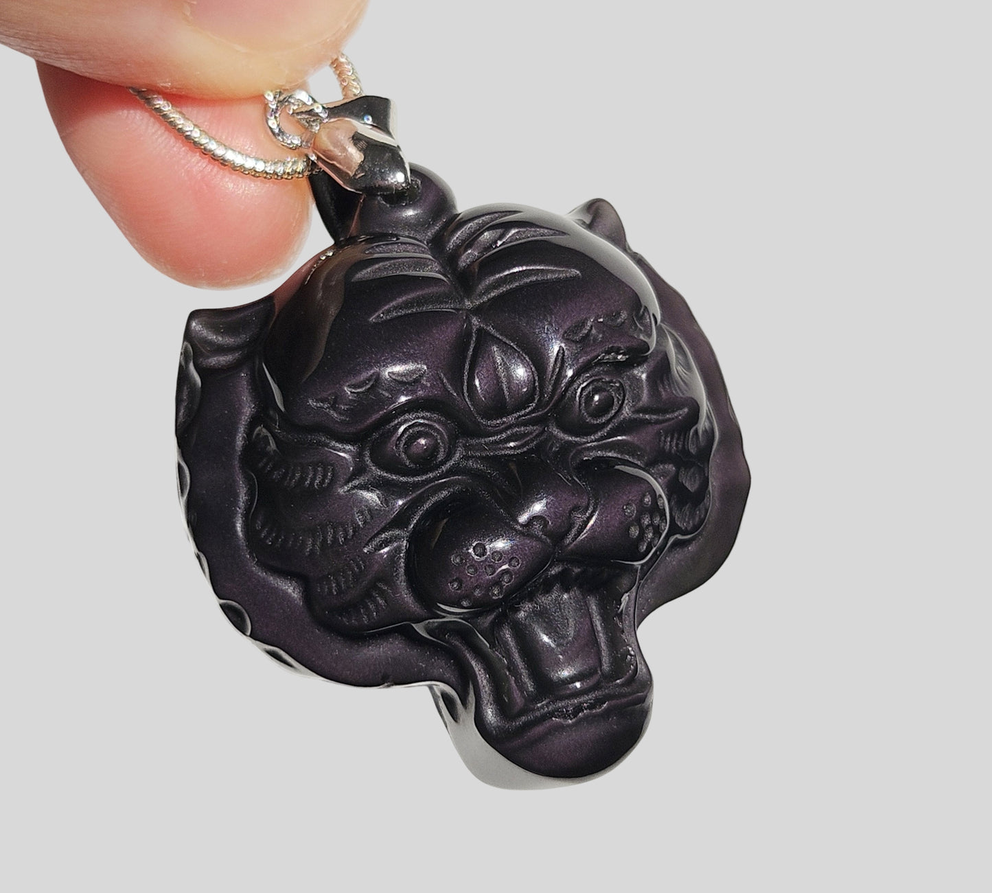Rainbow Obsidian Tiger Pendant