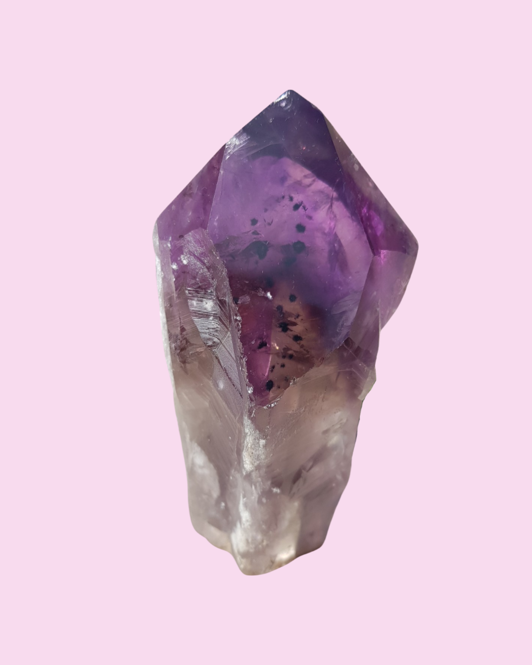 Amethyst crystal with hollandite