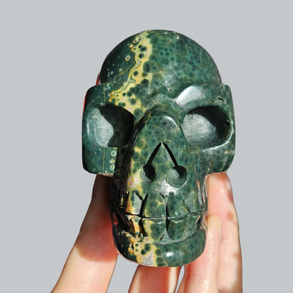 Orbicular Sea Jasper Crystal Skull