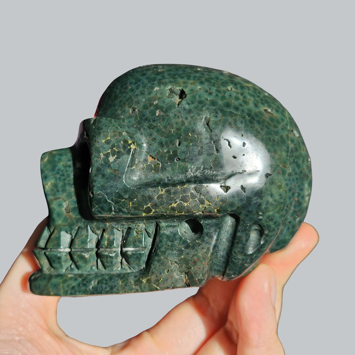 Orbicular Sea Jasper Crystal Skull