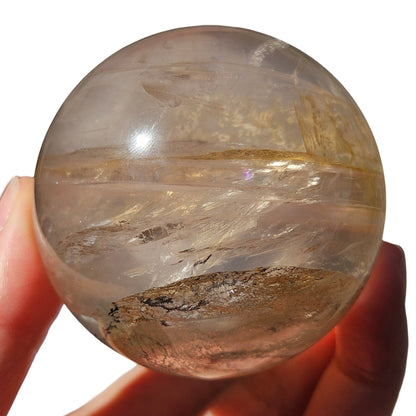 Dendritic Rose Quartz Golden Healer Sphere