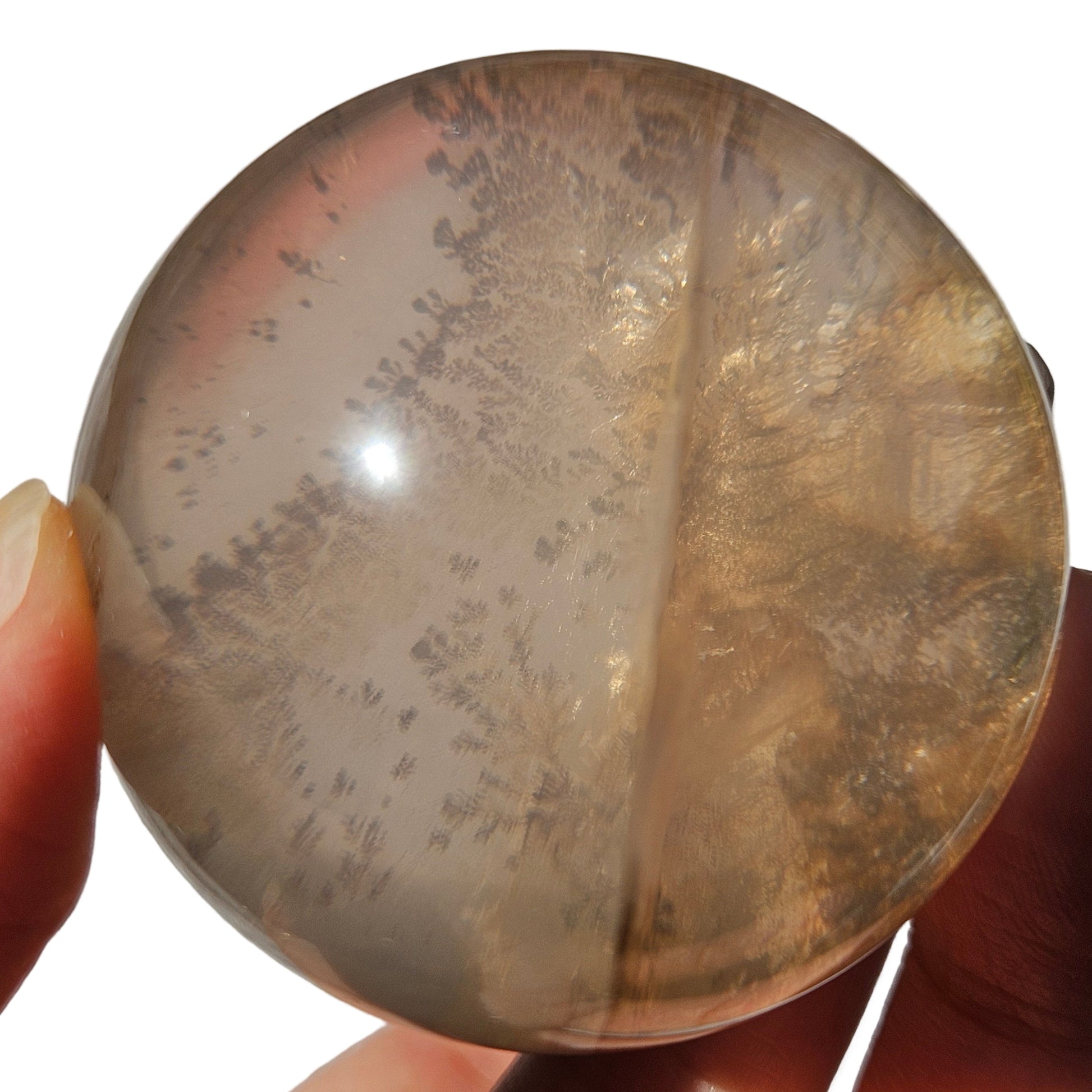 Dendritic golden healer rose quartz sphere 