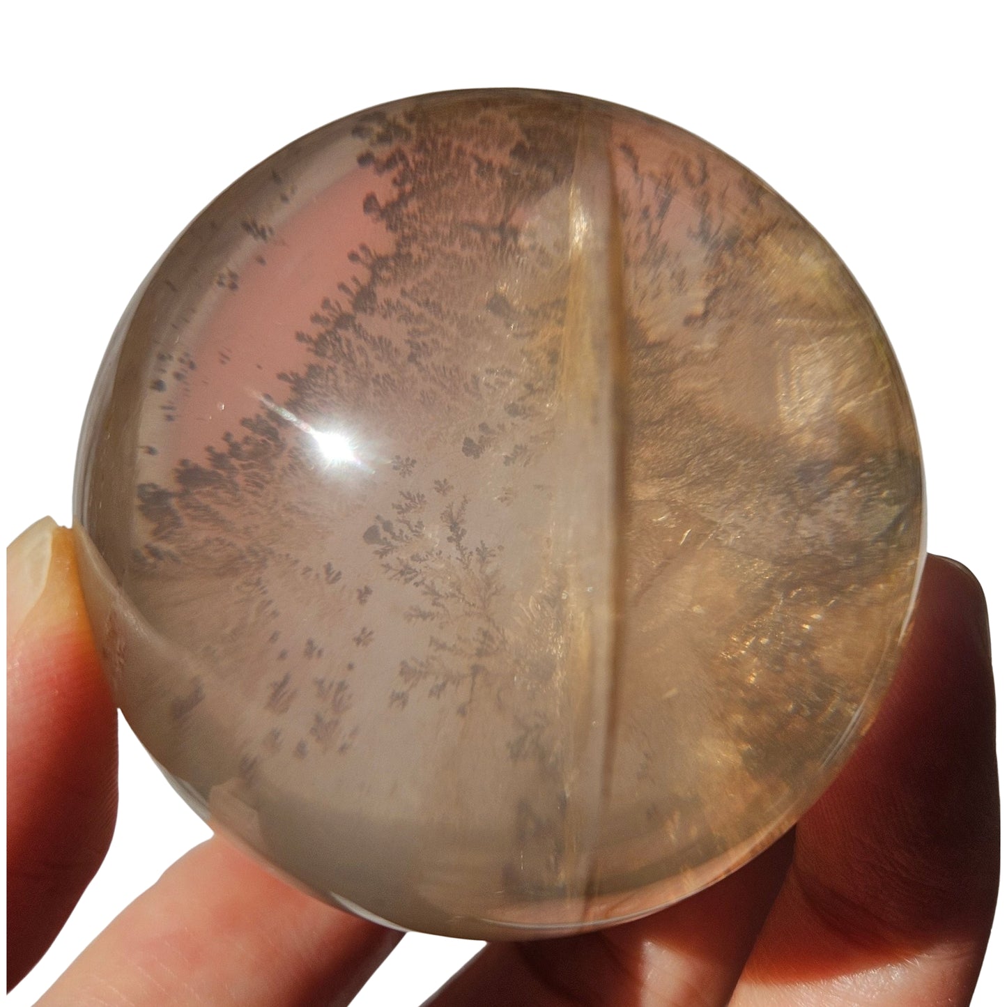 Dendritic Golden Healer Rose Quartz Sphere (2)