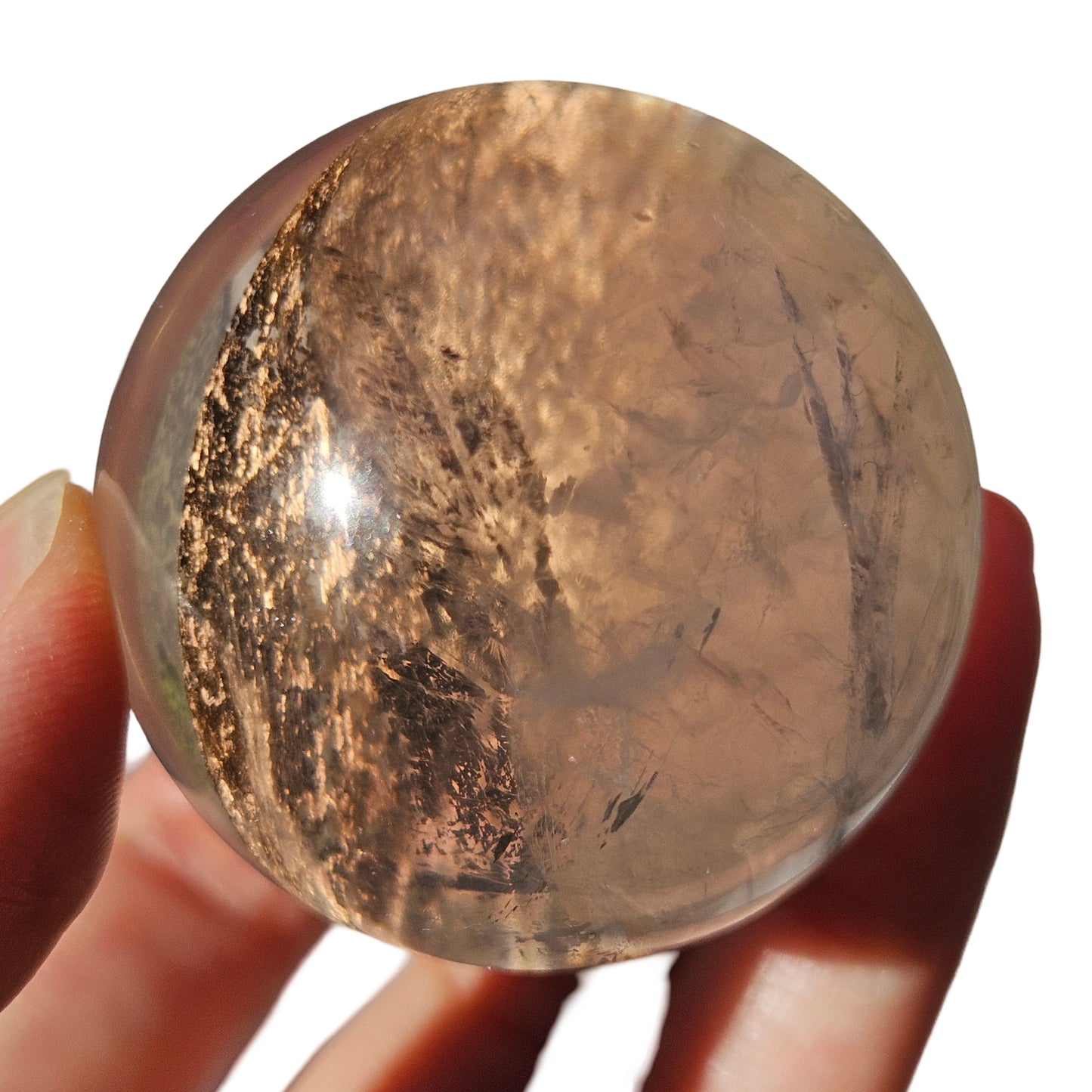 Dendritic Golden Healer Rose Quartz Sphere (3)