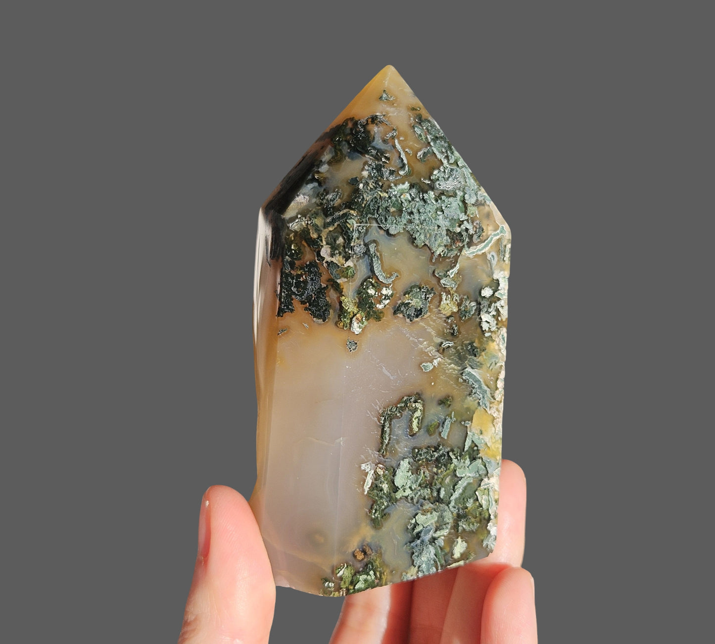 Druzy Orange Moss Agate Point