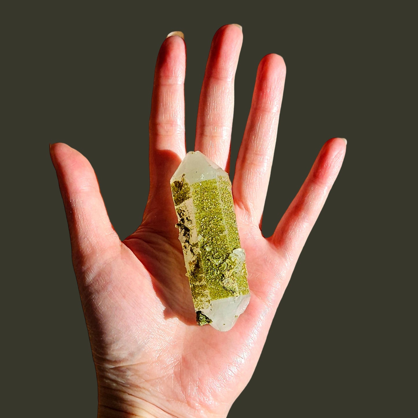 Double Terminated Quartz with Sparkly Epidote