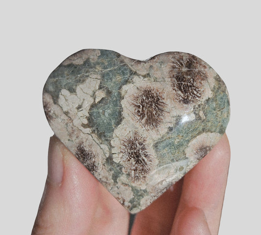 Green Flower Jasper Heart (2)