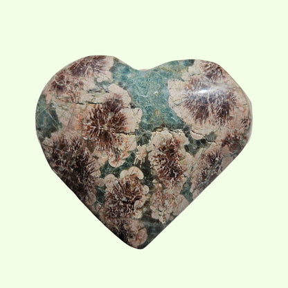 Green Flower Jasper Heart