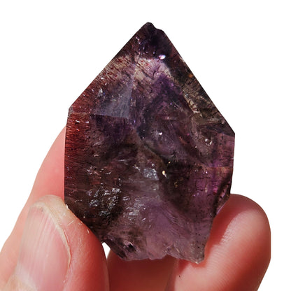 Smoky Phantom Amethyst with Red Hematite Needles