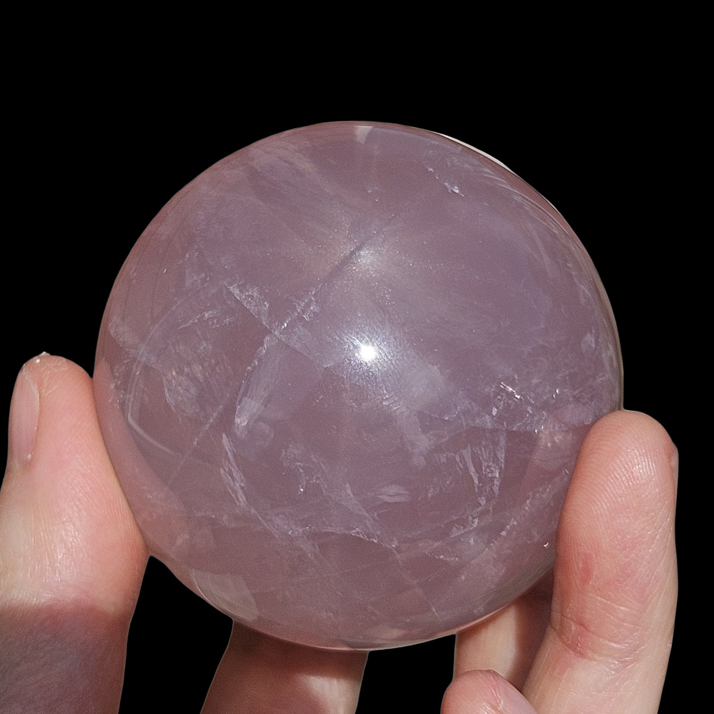 Star Rose Quartz Sphere (Double Star, 5.5cm) - Loving Boundaries