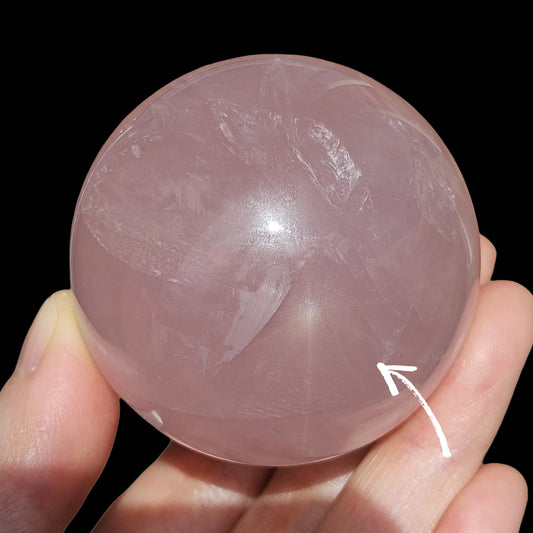 Star Rose Quartz Sphere (5cm) – Rare Double Star Asterism