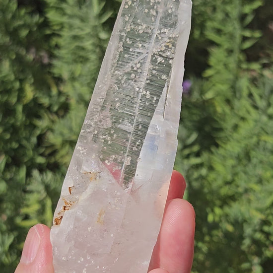 video of twin lemurian quartz wand