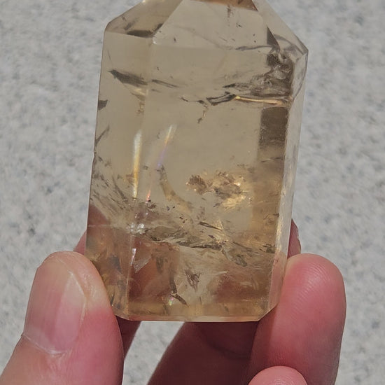 Video of non-treated citrine point from Brazil