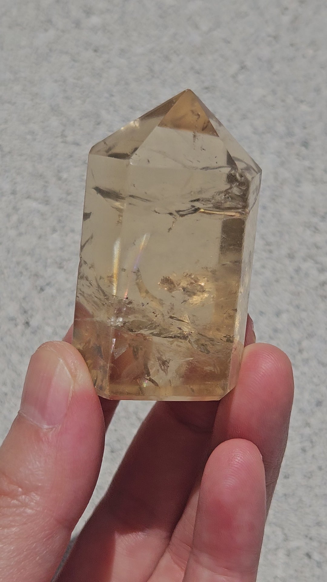Video of non-treated citrine point from Brazil