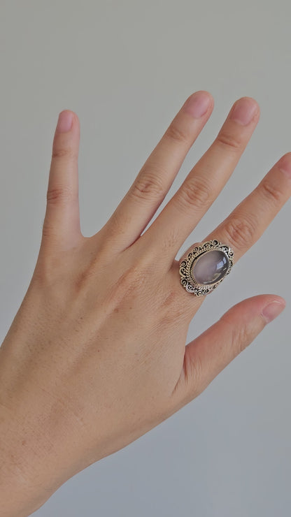 Video of rose quartz silver ring