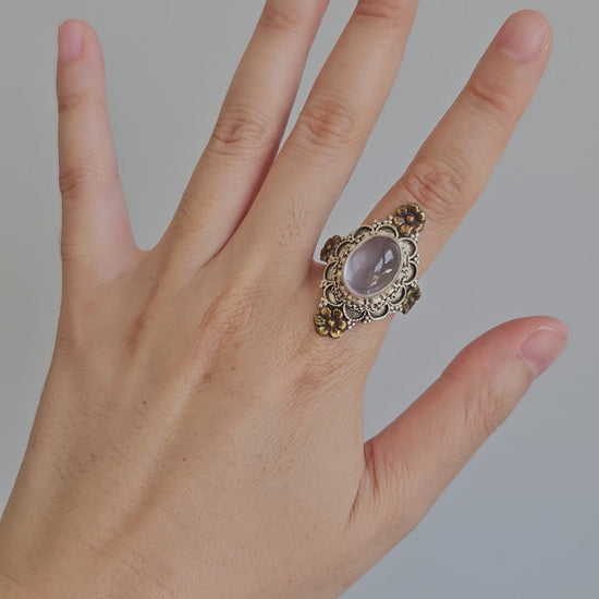 Video of rose quartz silver ring