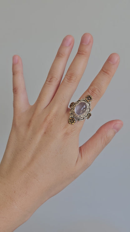 Video of rose quartz silver ring